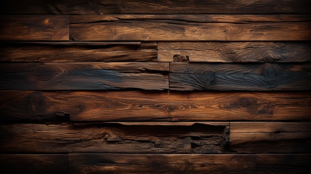 un primo piano di una parete in legno con una tavola di legno ai generativa