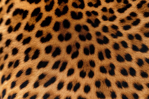 Un primo piano di una pelle di leopardo con macchie nere.