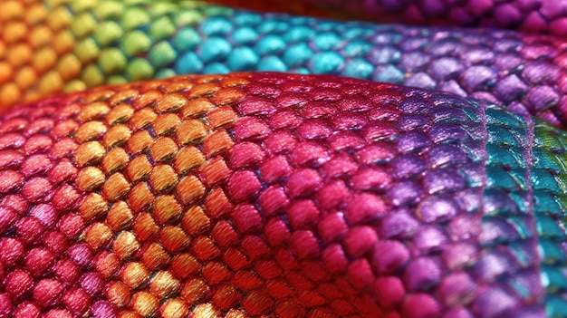 Un primo piano di una pelle di pesce color arcobaleno