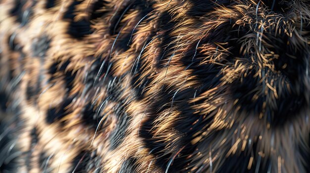 Un primo piano di una pelliccia di gatto con macchie nere e marroni