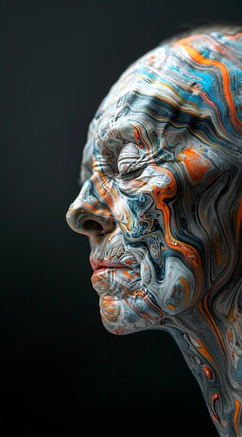 un primo piano di una persona con una faccia dipinta con vernice generativa ai