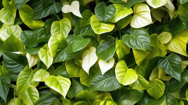 Un primo piano di una pianta con foglie verdi e foglie bianche