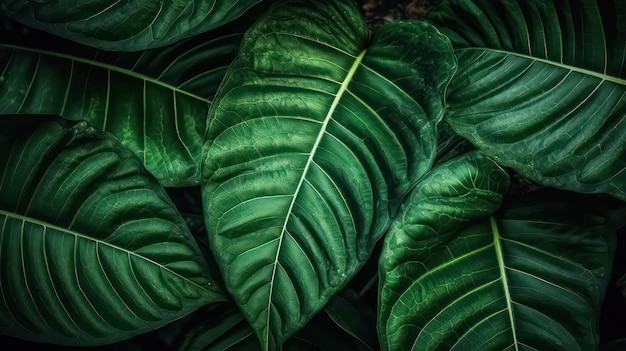 Un primo piano di una pianta verde con foglie grandi