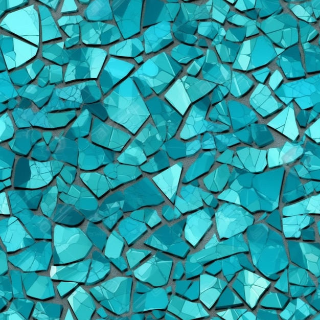 Un primo piano di una piastrella di mosaico blu con uno sfondo nero generativo ai