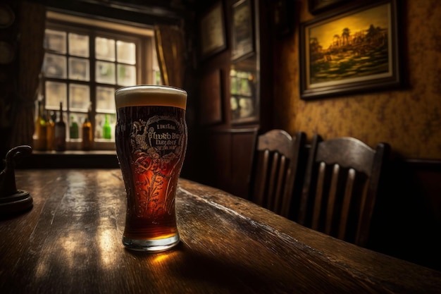 Un primo piano di una pinta di birra ghiacciata, la condensa che gocciola lungo il lato del bicchiere, pronta per essere gustata