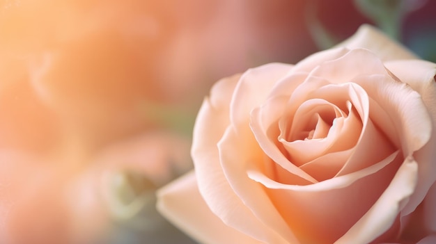 Un primo piano di una rosa rosa con sopra la parola amore