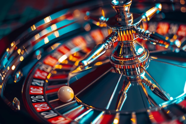 Un primo piano di una ruota della roulette del casinò