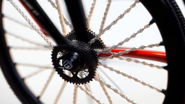 Un primo piano di una ruota di bicicletta con una catena che dice adidas su di essa.