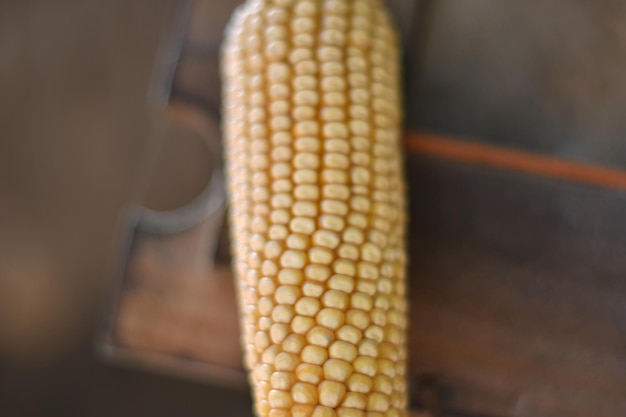 Un primo piano di una spiga di grano con il resto del mais su di esso.