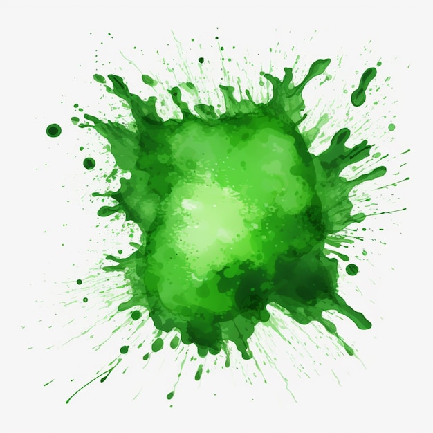 un primo piano di una spruzzata di vernice verde su uno sfondo bianco ai generativo