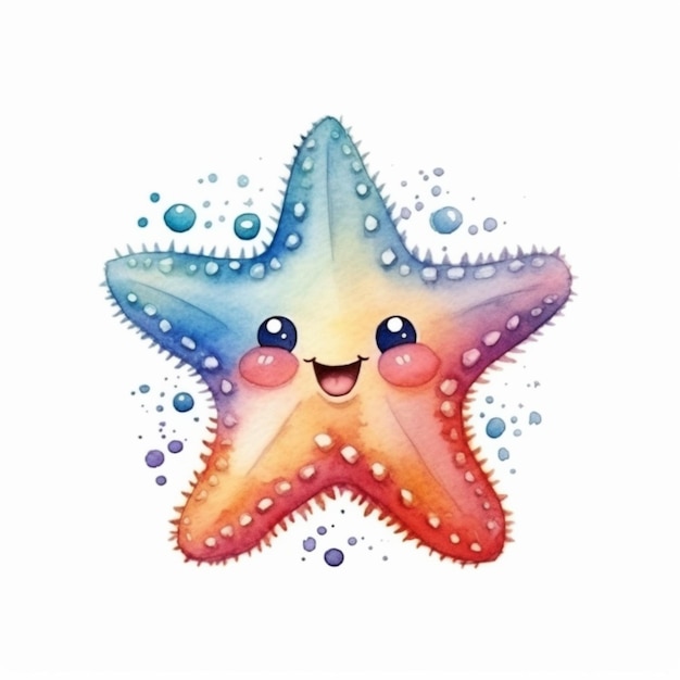 un primo piano di una stella marina con una faccia sorridente generativa ai