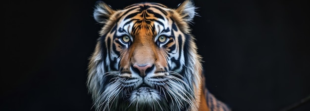 Un primo piano di una tigre su uno sfondo nero