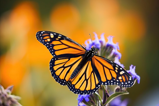 Un primo piano di una vibrante farfalla monarca