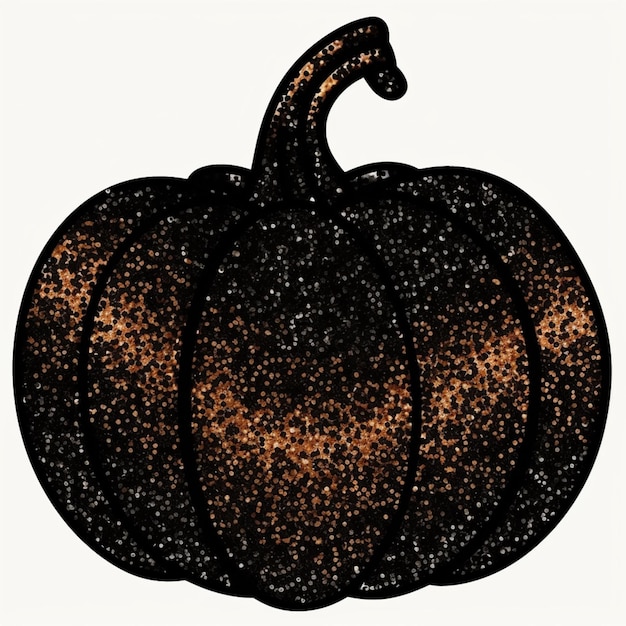 un primo piano di una zucca nera e dorata con uno sfondo bianco ai generativa