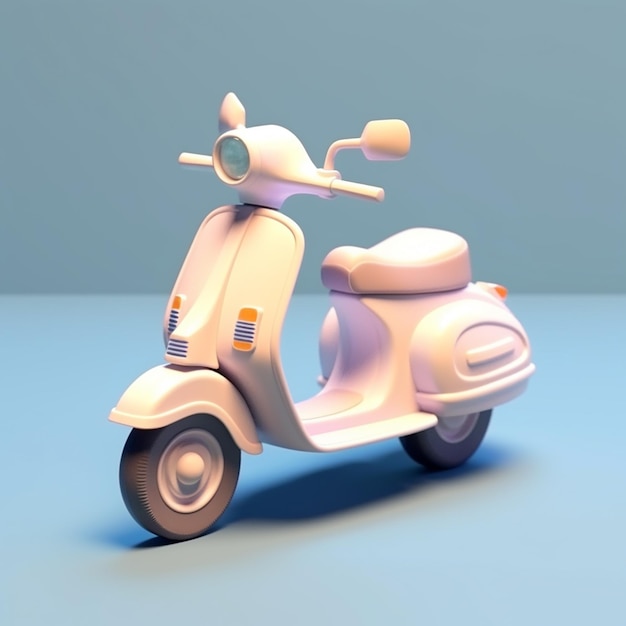 Un primo piano di uno scooter bianco su una superficie blu generativa ai