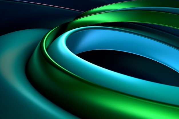 Un primo piano di uno sfondo astratto verde e blu con un ai generativo a spirale