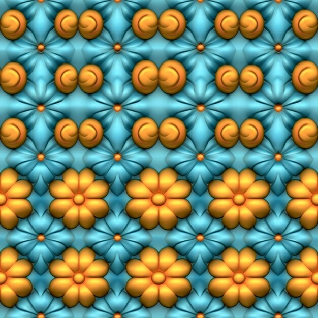 un primo piano di uno sfondo blu e giallo con un mazzo di fiori d'arancio ai