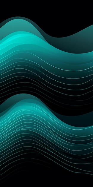 Un primo piano di uno sfondo nero con un'onda blu generativa ai