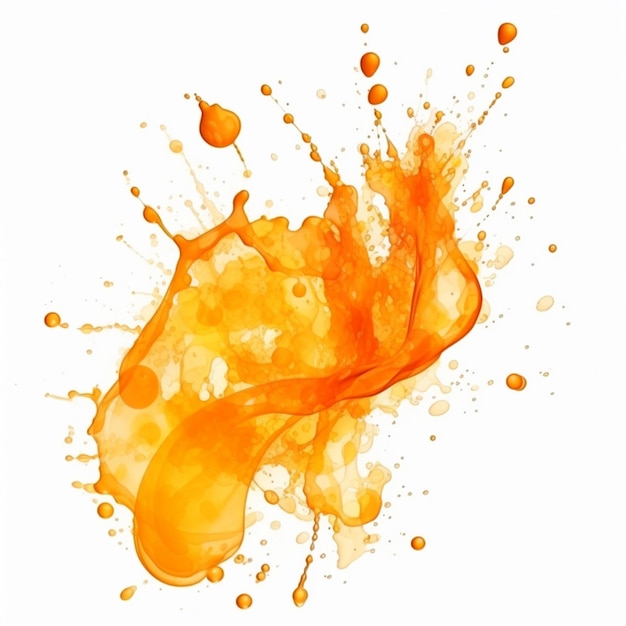 un primo piano di uno spruzzo di succo d'arancia su uno sfondo bianco generativo ai