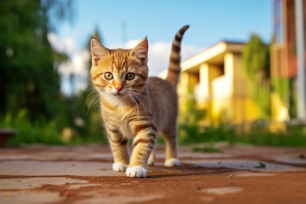 Un primo piano selettivo di un gattino carino