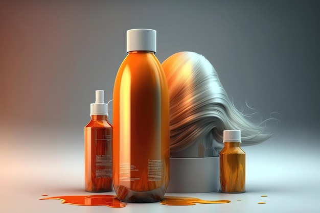 Un prodotto per la cura dei capelli con particolare attenzione agli ingredienti naturali e ai benefici per capelli sani IA generativa