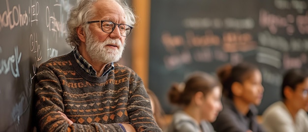 Un professore senior che insegna calcolo