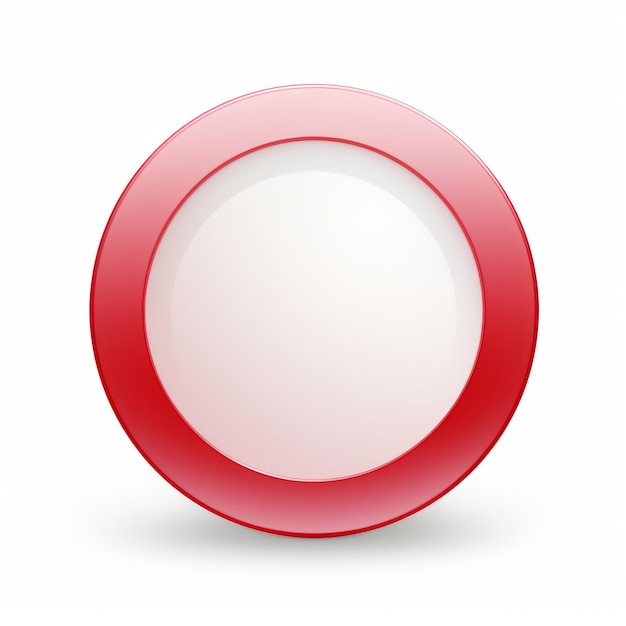 un pulsante rosso e bianco su sfondo bianco