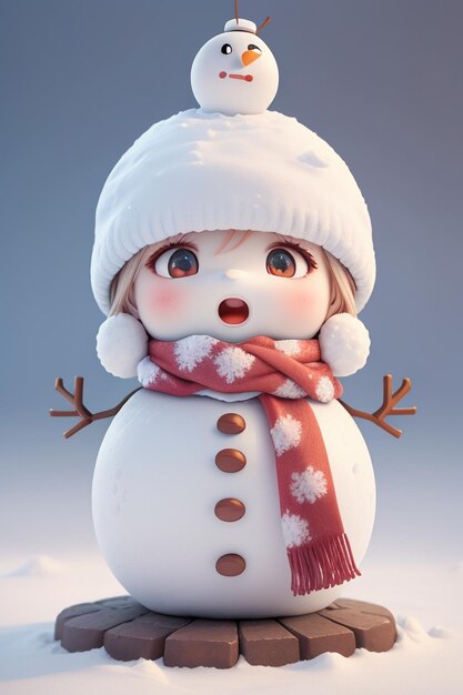 Un pupazzo di neve con cappello e sciarpa