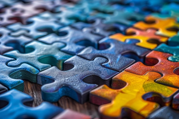 Un puzzle multicolore Giorno del riconoscimento dell'autismo L'arte di studiare l'autismo