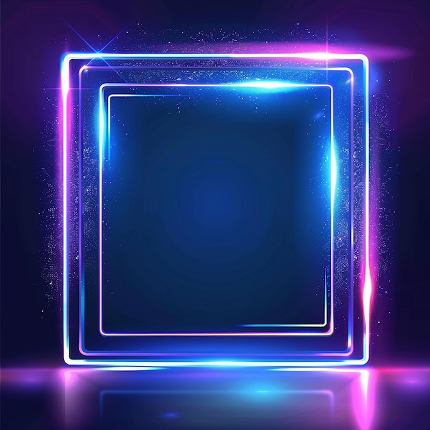 un quadrato di luci al neon con uno sfondo blu che dice "blu e bianco"
