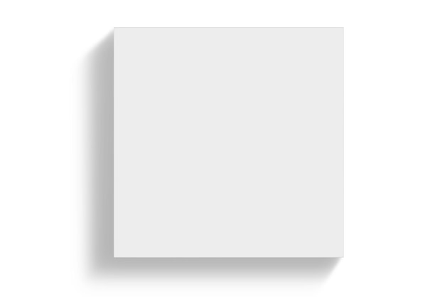 Un quadrato quadrato bianco con un'ombra su uno sfondo bianco
