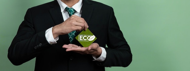 Un quadrato verde con su scritto "eco".