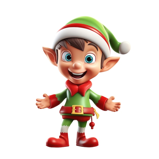 Un ragazzino carino che indossa il costume di Natale degli elfi verdi AI generativa