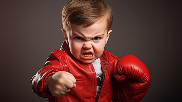 un ragazzino che boxe nello studio