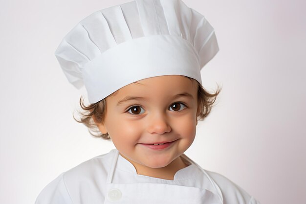 un ragazzino che indossa un cappello da chef e sorride