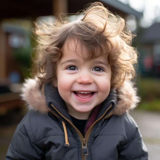 un ragazzino con i capelli ricci