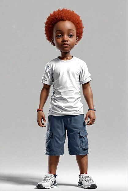 un ragazzino con i capelli rossi e una camicia bianca