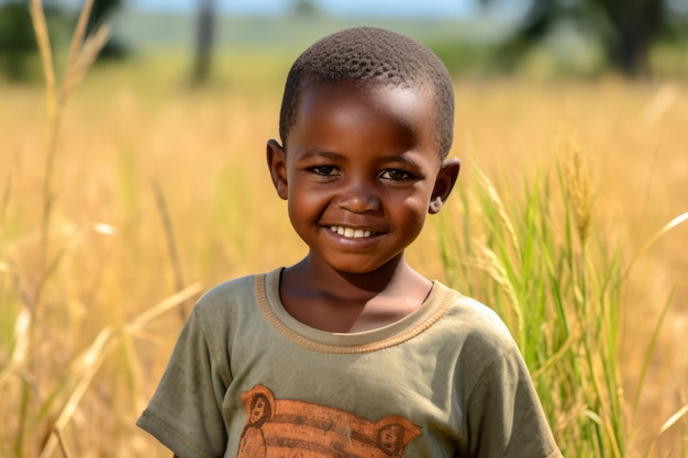 un ragazzo africano sorride alla telecamera