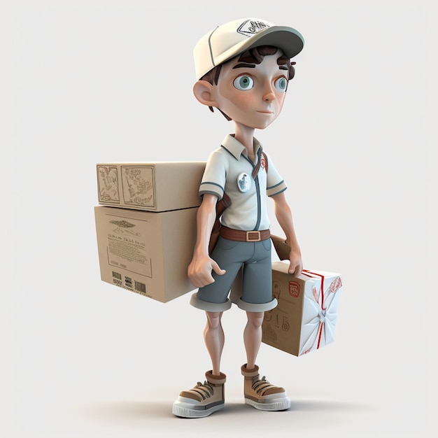 Un ragazzo che porta una scatola e una scatola con sopra la scritta "casa".