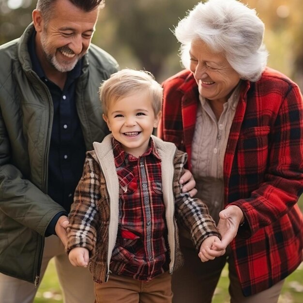 un ragazzo con una camicia a quadri sta sorridendo con una donna più anziana