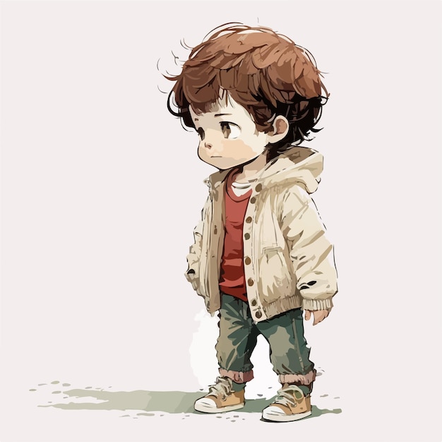 Un ragazzo con una giacca che dice "un ragazzo"