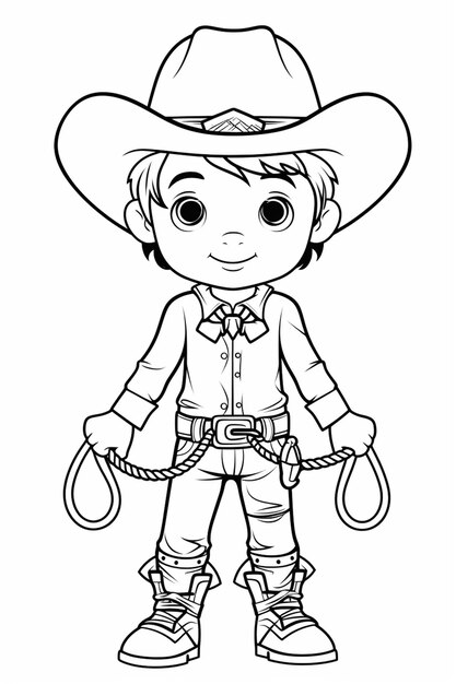 un ragazzo di cartoon cowboy con un cappello e un lasset generativo ai