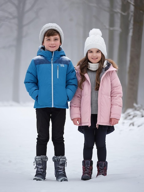 Un ragazzo è in piedi in un vestito d'inverno Un ragazzo è In piedi in un abito d' Inverno