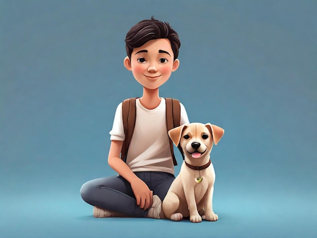 un ragazzo e un cane stanno posando per una foto con un cane