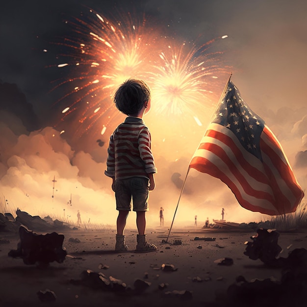 Un ragazzo si trova davanti a dei fuochi d'artificio su cui è scritto "fuochi d'artificio".