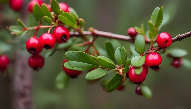 un ramo con bacche verdi e rosse