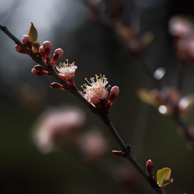 Un ramo con fiori e boccioli rosa su di esso