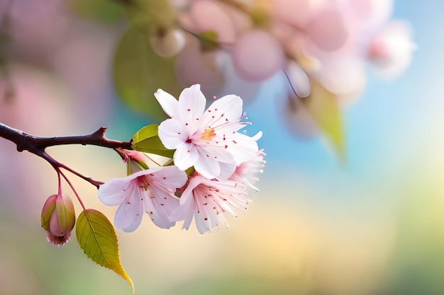 Un ramo di fiori di ciliegio con fiori rosa