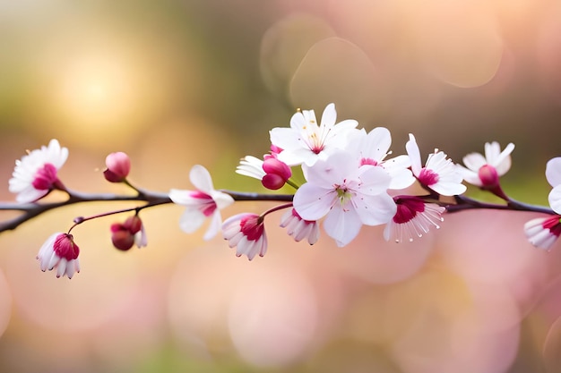 Un ramo di fiori di ciliegio con fiori rosa