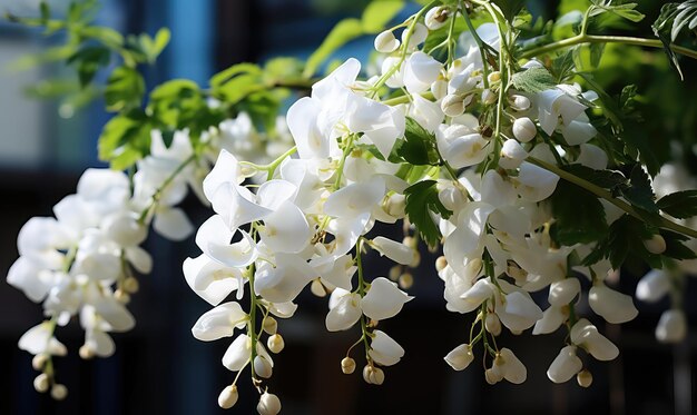 Un ramo di fiori di glicina bianca come sfondo